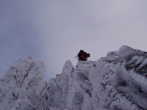 alpinisme hivernal en Ecosse, massif des Cairngorms, proche du Ben Nevis