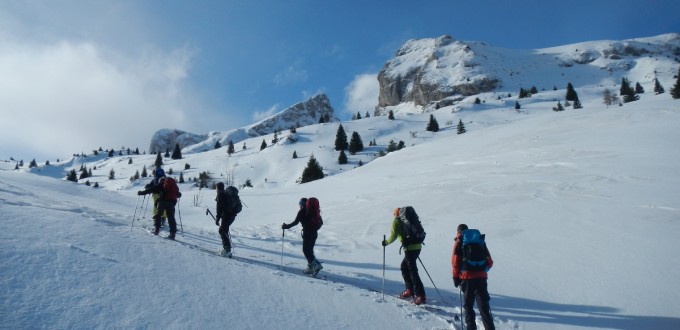 versant nord du pic de Bure en ski, sous la combe Ratin