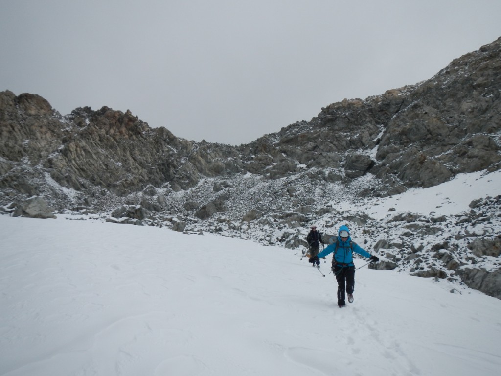 Le col du Glacier Blanc et à droite l'arête qui mène au Pic d'Arsine