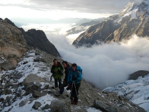 En route pour de l'alpinisme facile au Glacier Blanc
