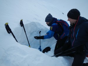 coupe de neige, profil stratigraphique lors d'une formation neige avalanche